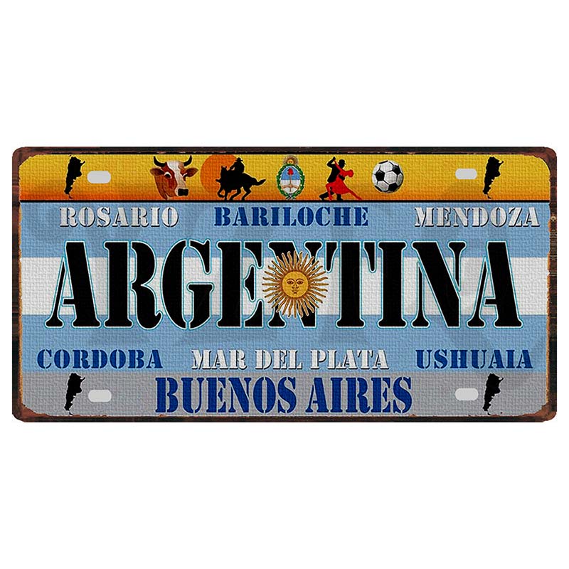 YZFQ Mexico Spain Metal Tin Sign Colombia USA Poster For Wall Restaurant Bar Home Decor 30X15CM Customizable DC-1512A