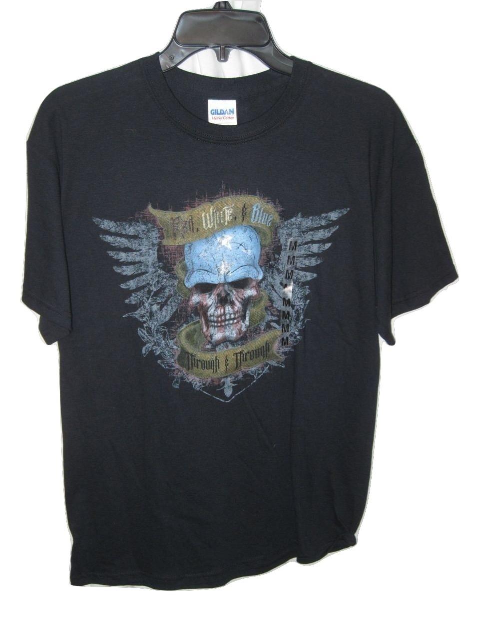 USA Skull Red White And Blue T-shirt Medium Men New S
