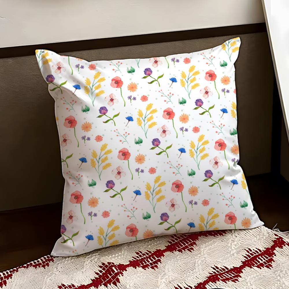 Spring Wildflowers Cushion Cover Reversible Soft Durable Pillow Cover Home  Car MultiScene Use for Daily Comfort