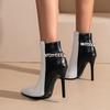 Eleganckie Damskie Kozaki Jesień Zima Wysokie Obcasy Botki Patchwork Damskie Czółenka Modny Design Łańcuszka Buty na Imprezę Kobieta WSH4728