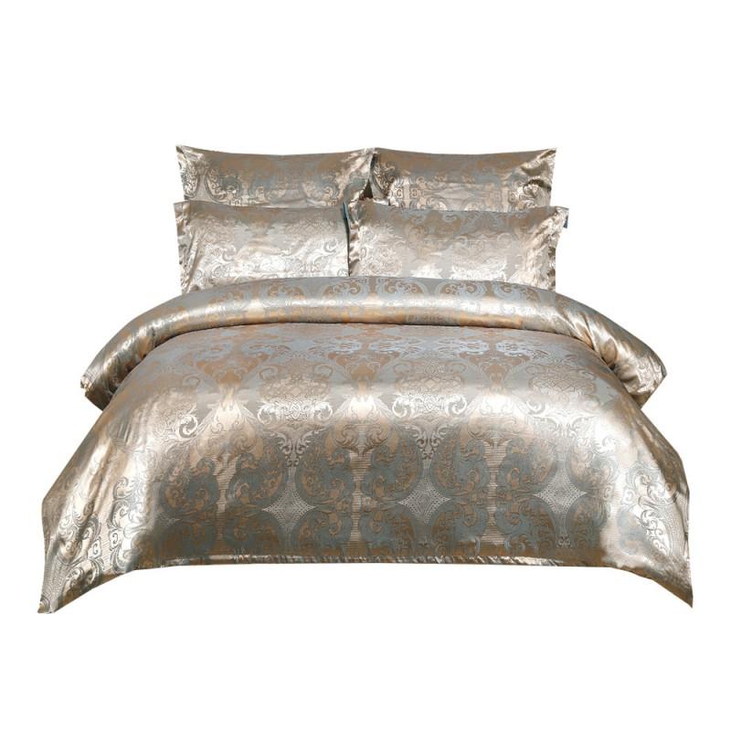 Luxury European Style Jacquard Satin Bedding Set - 3 Piece Queen/King Size Soft Breathable Anti-Mite