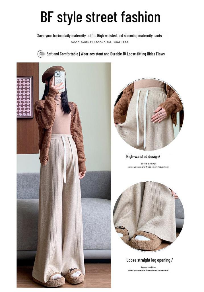 Autumn/Winter 2025 Postpartum Knit Straight-Leg Wide-Leg Slimming Floor-Length Pants