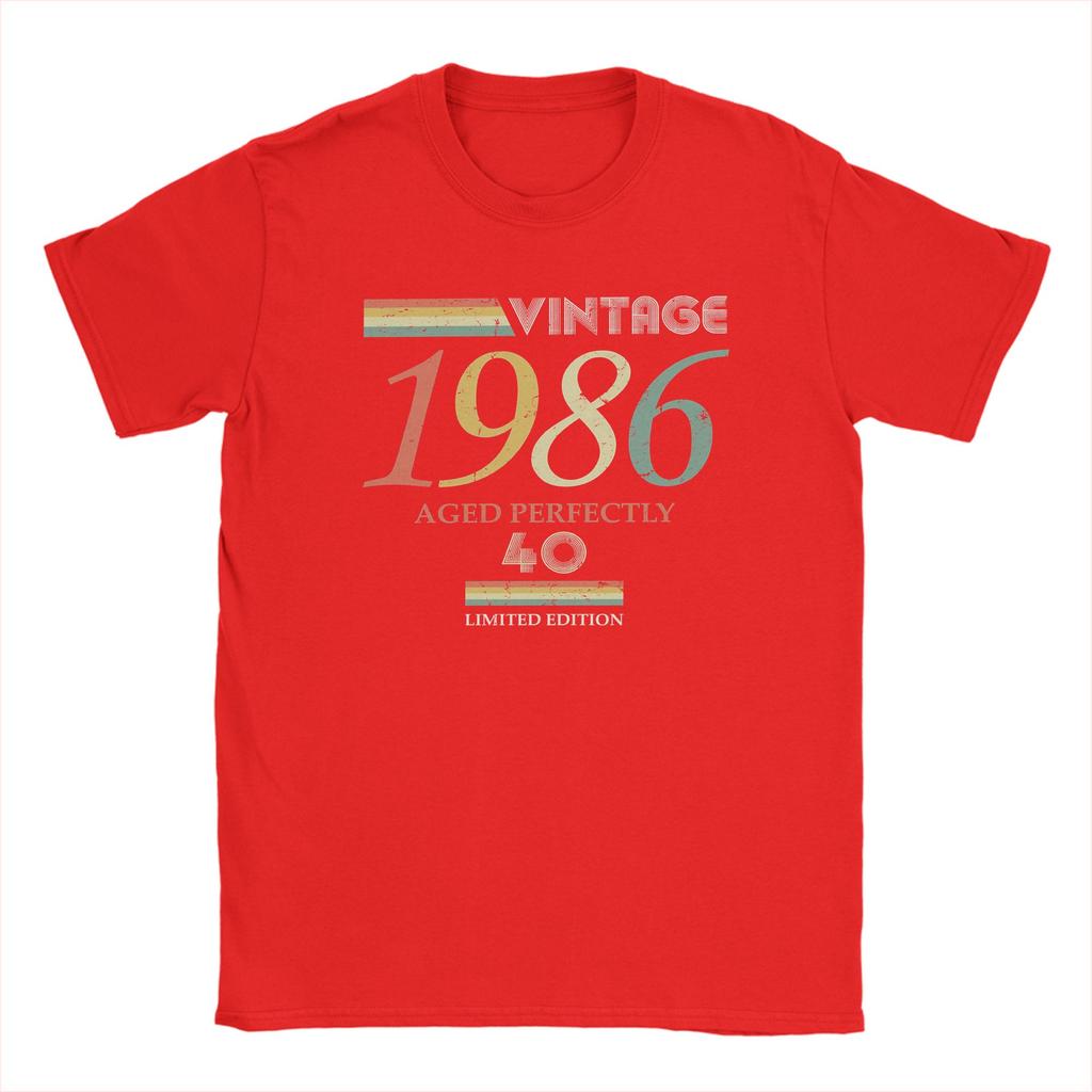 Streetwear TShirt Summer Vintage 1986 40th Birthday Aged Perfectly Gift Novelty T Shirts Cotton Tee Shirt for Couple Top Tees