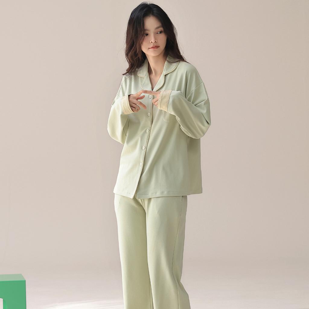 Pure cotton pajamas women's long-sleeved spring and autumn new women's autumn loungewear pull-frame cool cotton thin autumn and winter suit