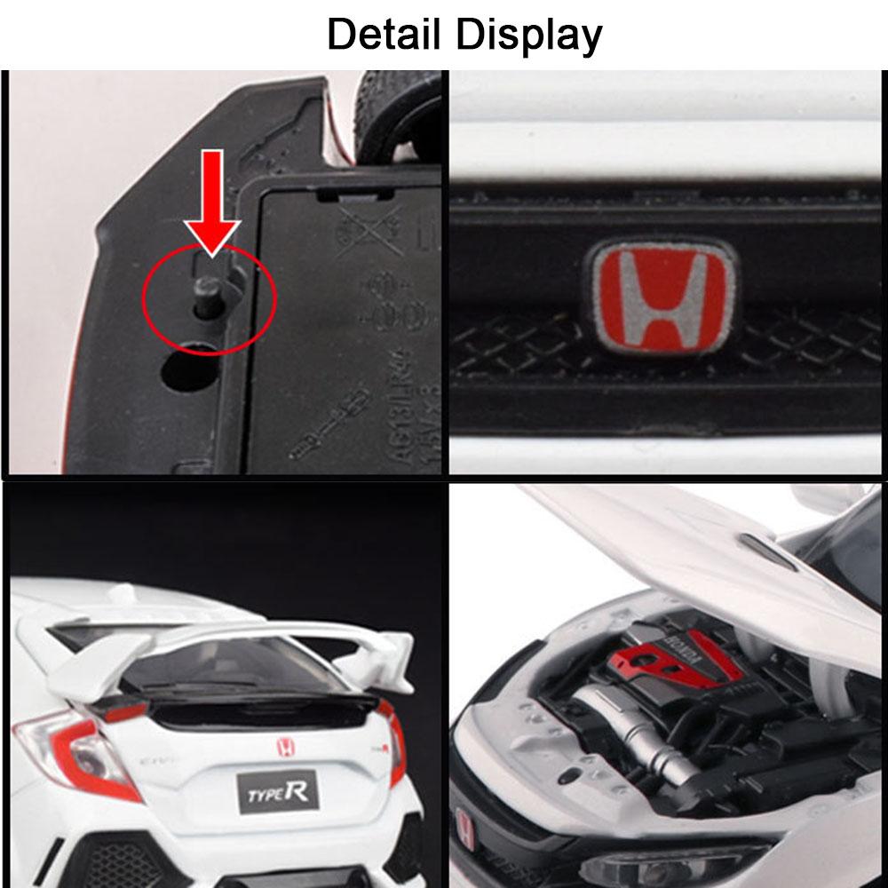 FIQ1 1:32 Honda CIVIC TYPE-R Alloy Diecast Toy Cars Model Simulated with Sound Light Vehicles Collection Toys Children Birthday Gifts