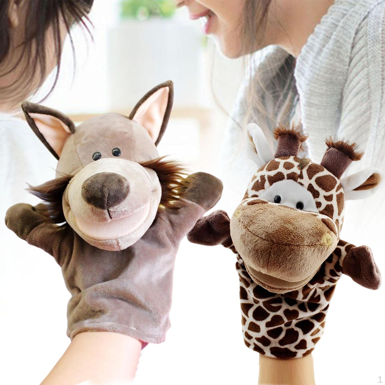 2 Pieces Animal Hand Puppet Plush Soft Toy Educational Stuffed Storytelling Puppets for Game Giraffe Fox