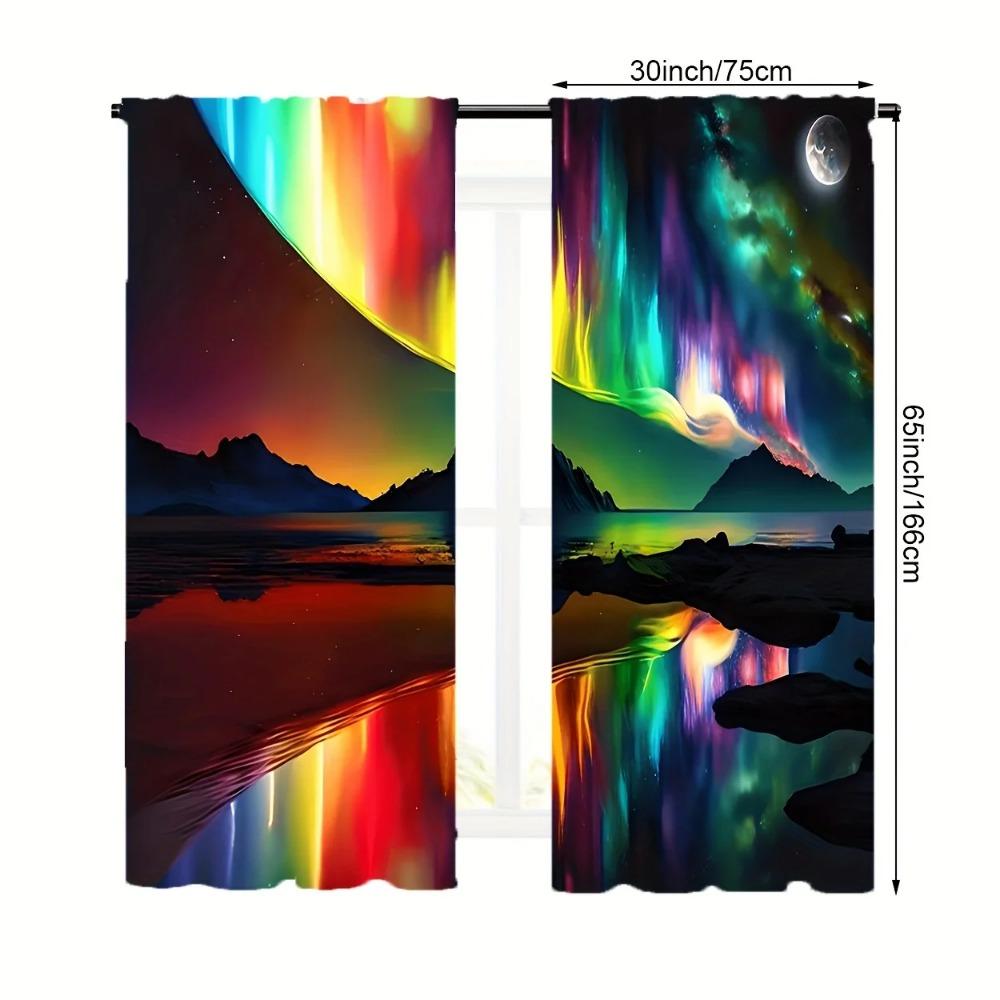 Galaxy Auroral Starry Pattern Design Curtains Rod Pocket Design Curtains Window Treatments For Bed Room Living Room Home Decorationation