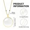 5X Magnifying Glass Necklace Magnifier Pendant Optical Lens Magnifier with 45cm Chain Necklace Neckglasses Monocle Magnifier