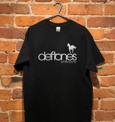 HOT! Deftones White Pony Band Logo Black Heavy Cotton T-Shirt