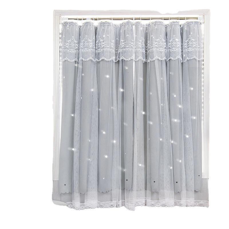 Telescopic Rod Curtains, No Punching Installation, Simple Hanging Ring Type, Blackout Cloth, Rental Room, Small Short Window In Bedroom