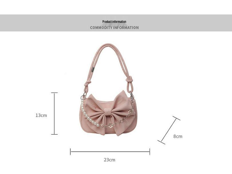 2024 Trendig Handväska med Rosett och Hjärta - Trendig Högkvalitativ Axelväska med Kedja