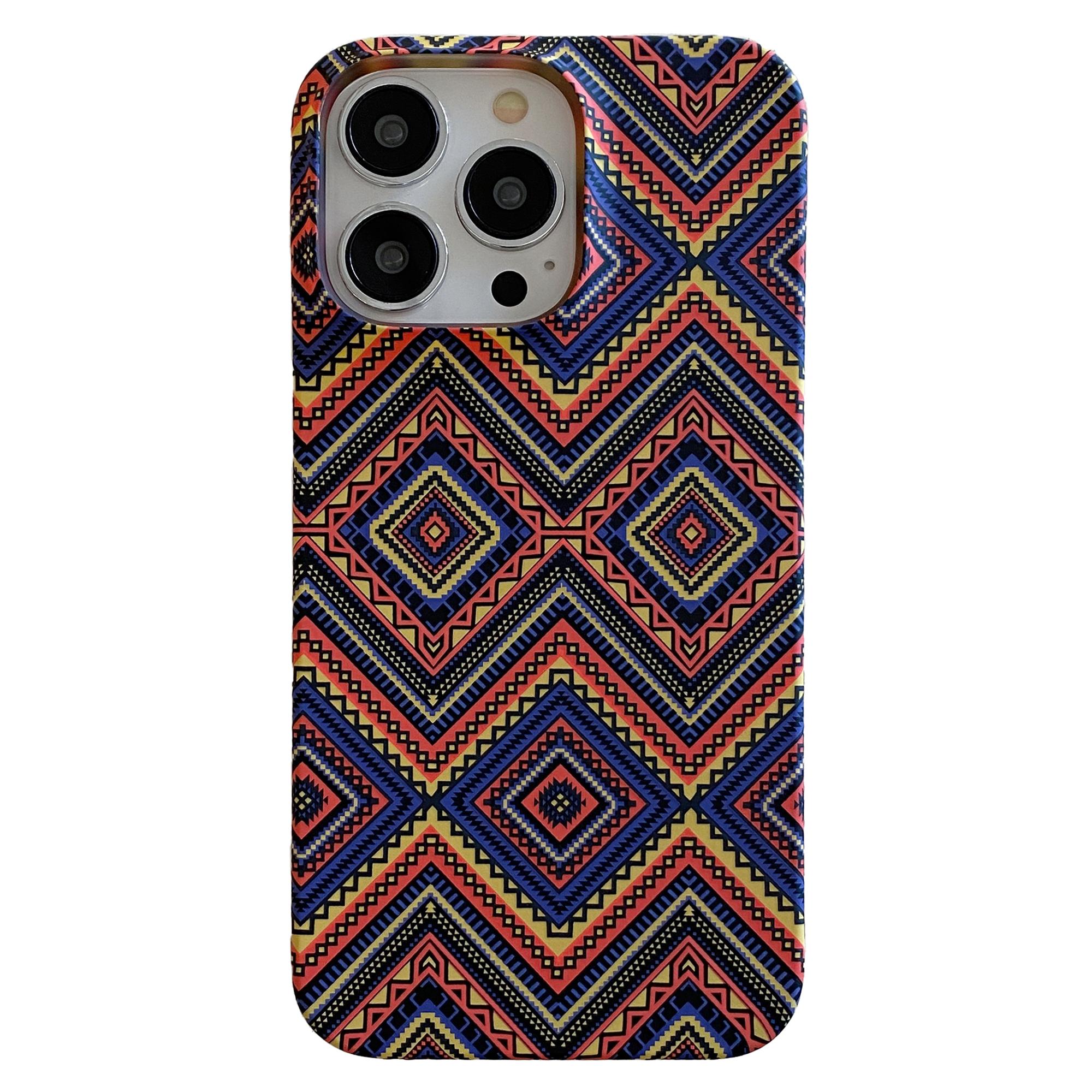 

For iPhone 13 Pro Mobile Phone Case Stylish Pattern Luminous Anti-Drop PC Phone Cover Plaid