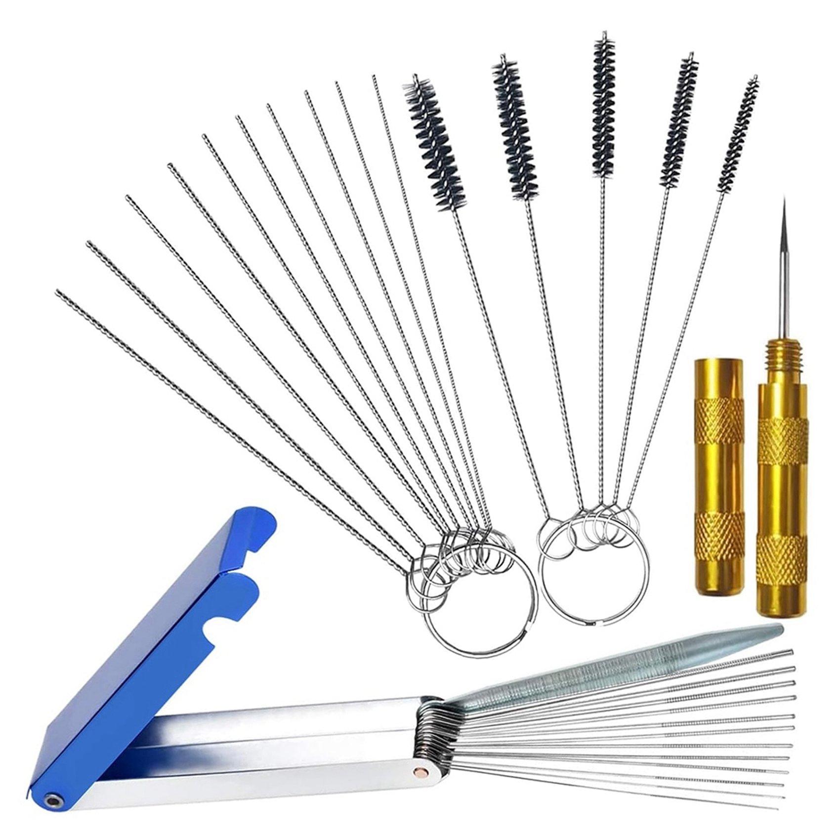 

Carburetor Cleaning Kit, 26 Wires + 20 Needles + 10 Brushes + 2 Pick, Premium Torch Tip Cleaner, Carbons Dirt Jet Remove