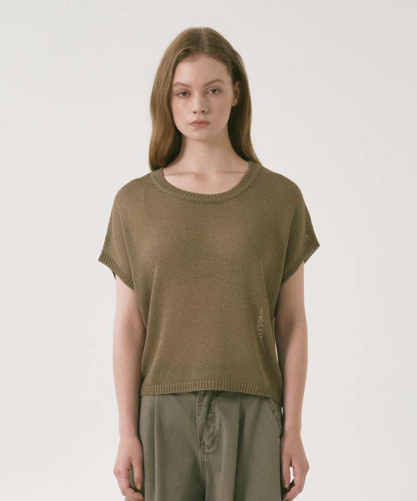 OCCUR Linen Cooling French Summer Knit, Khaki
