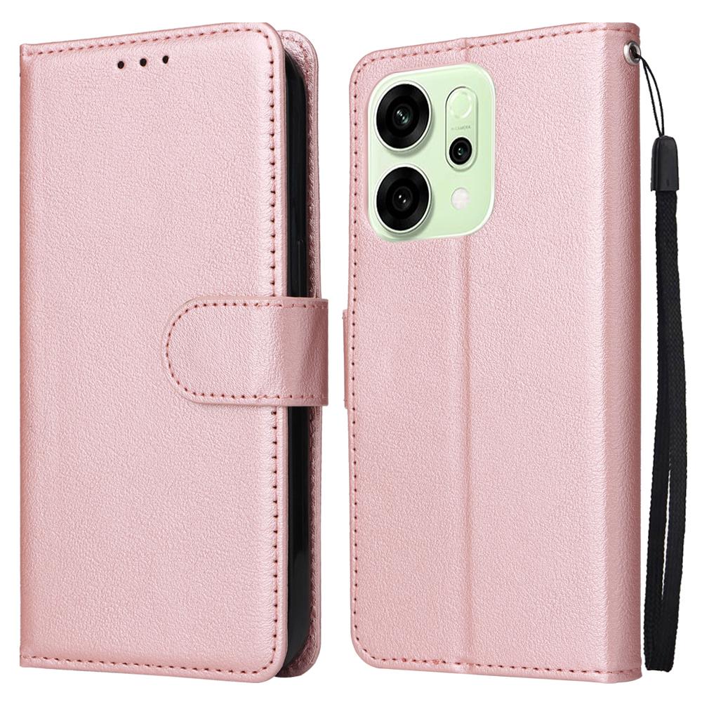 Dla Oppo Reno14 5G (Światowy) Etui Portfel Stojak Widok Skórzane PU Pokrowiec na Telefon z Paskiem na Nadgarstek