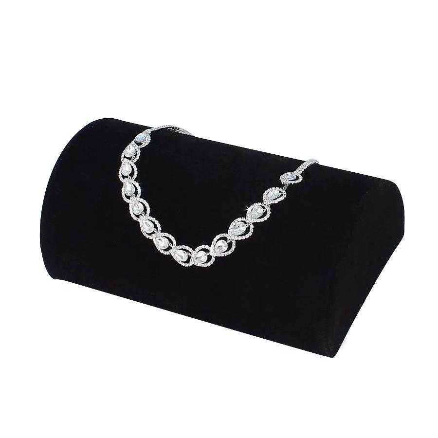 1 piece, flannel half-round pillow necklace display stand, for necklace and bracelet display and storage.