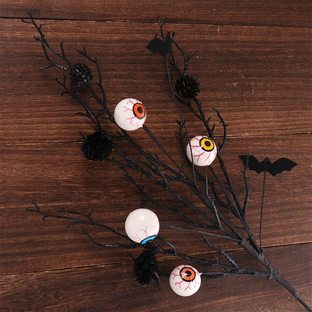 Black Halloween Maple Bat Bouquet Spooky Fake Plants Artificial Eyeball Twig Branch  Ghost Festival