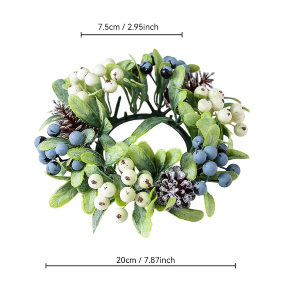 Рождественское кольцо для свечи Искусственная сосновая хвоя Шишка Ягоды Гирлянда Деревенский Праздничный Венок для свечи для украшения дома и стола