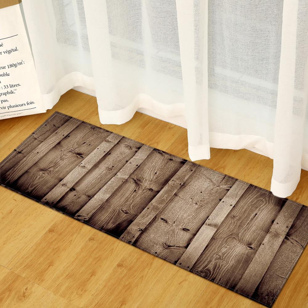 Wood Grain Household Door Mat Kitchen Absorbent Strip Bathroom Non-Slip Floor Mat Living Room Bedroom Carpet