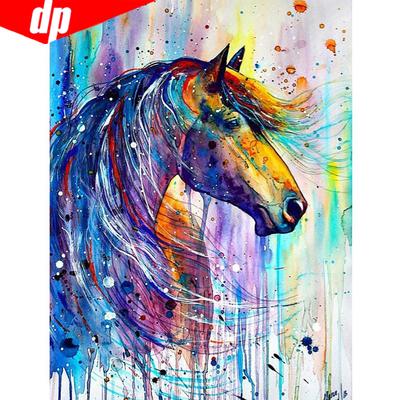 Diamantová maľba Zvieracia mozaika 5D DIY plná okrúhla diamantová výšivka Farebný obrázok koňa
