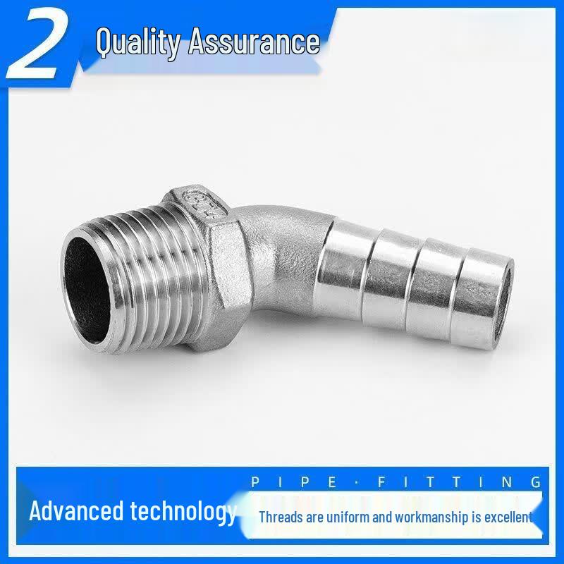 304 SS 45-Degree External Thread to Barb Hose Fitting