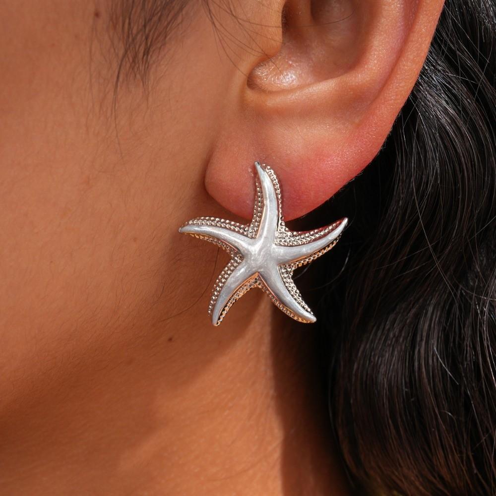 Geometric Starfish Stud Earrings Star Korean Style Earrings Cute Starfish Ear Studs  Women