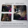 Ashion Wild Animal Leopard Rose Print Bedding Set Breathable Duvet Cover King Queen Twin Single Size Bithday Gift Room Decor