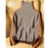 Winter Women's Turtleneck Sweater Warm Pullover Commuter Elegant Loose Casual Women's Retro Contrast Color