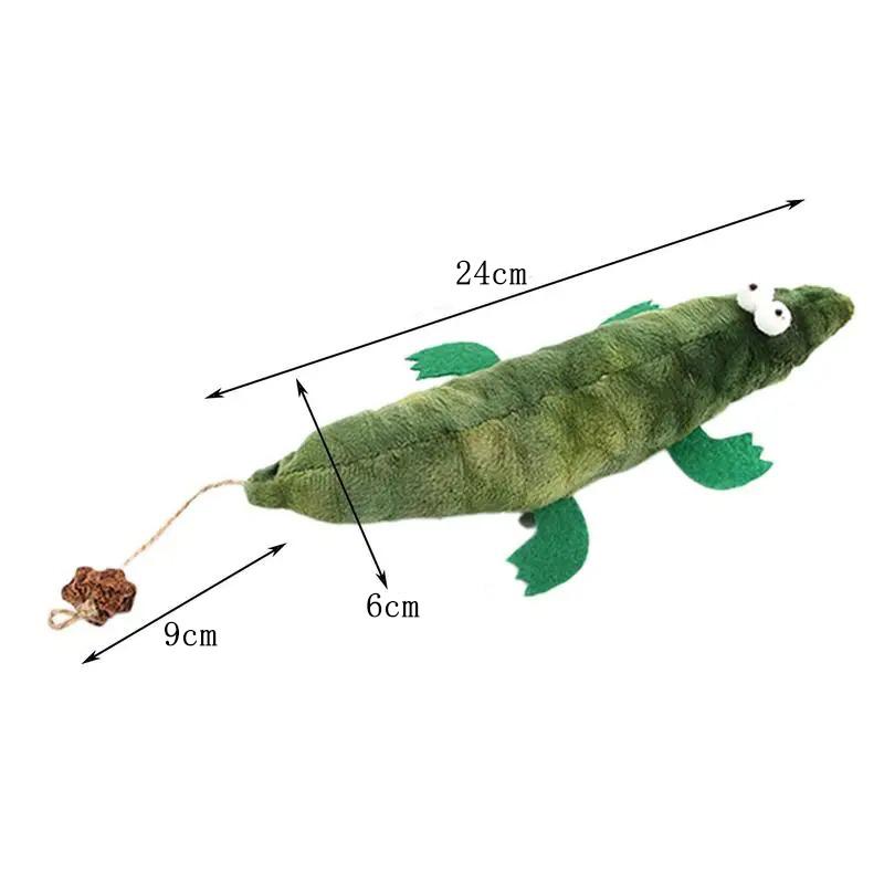 Plush Crocodile Cat Toy Catnip Filled Crinkle Worm Leaf Paws for Kitten Teething Interactive Bite Resistant Play Silvervine Cat