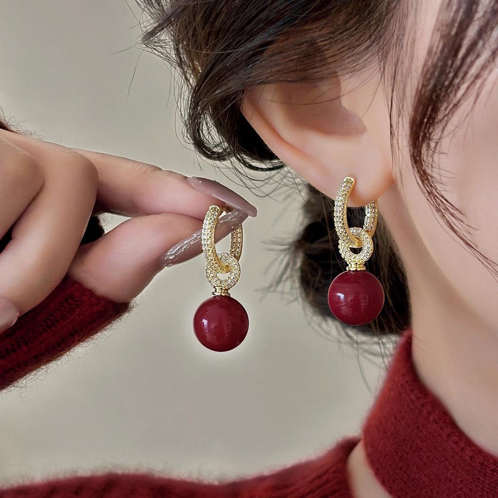 New Year's Wine Red Earrings