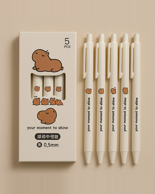 5db Kawaii zselés tollak Cartoon Capybara gyorsan száradó tollak Irodai írószerek Vicces préselési tollak Simán írható semleges tollak