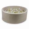 Dry pool 110x40cm Velvet Soft Beige with 500 balls: transparent, white, pearl, light gold, opalescent