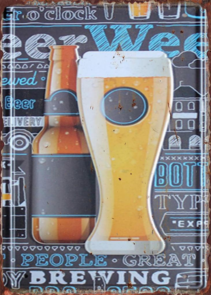 Vintage Beer  Whiskey Themed License Plate Style Aluminum Metal Sign Retro Bar  Man Cave Wall Art Decor for Pub Garage and H