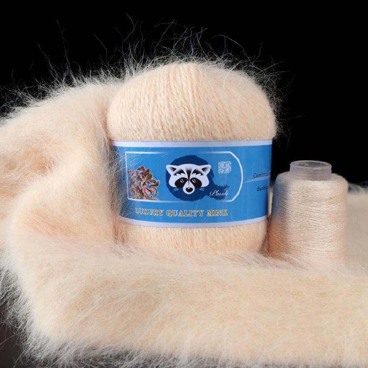 2 Pcs/Pack Long Plush Mink Wool Yarn for Needle Knitting Hand Crochet ,50g+20g