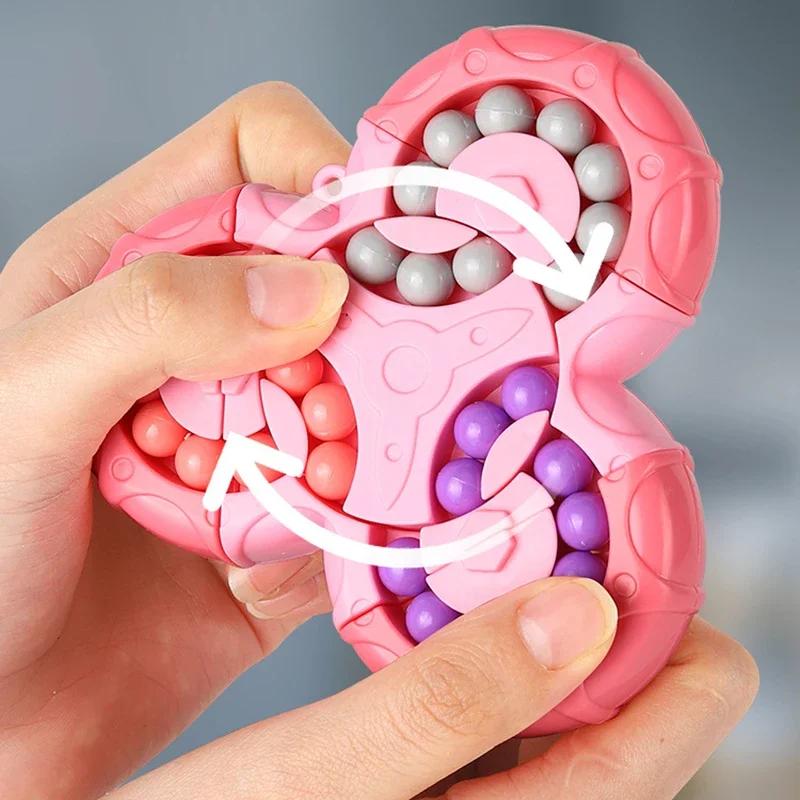 Latest Rotating Magic Beans Cube Creative Fidget Spinner Magic Cube Children Puzzle Instructive Playthings Children Stress Relief Cube Playthings