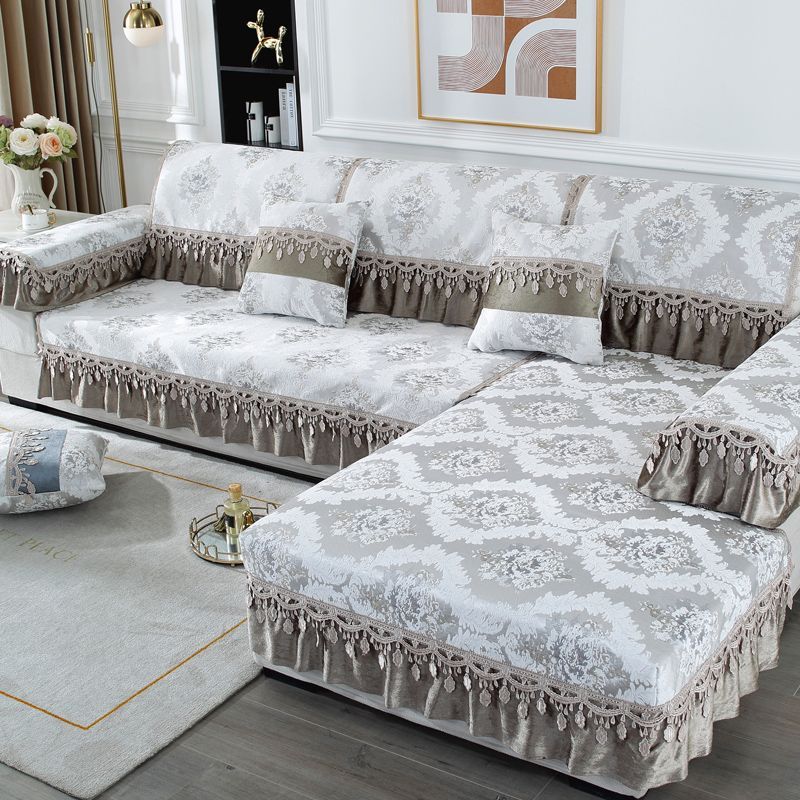 Alfombra de Sofá Chenilla Jacquard Antideslizante Minimalista Moderna Toalla para Respaldo Lujo Ligero Decoración para Sala de Estar del Hogar Cubre Sofá Suave