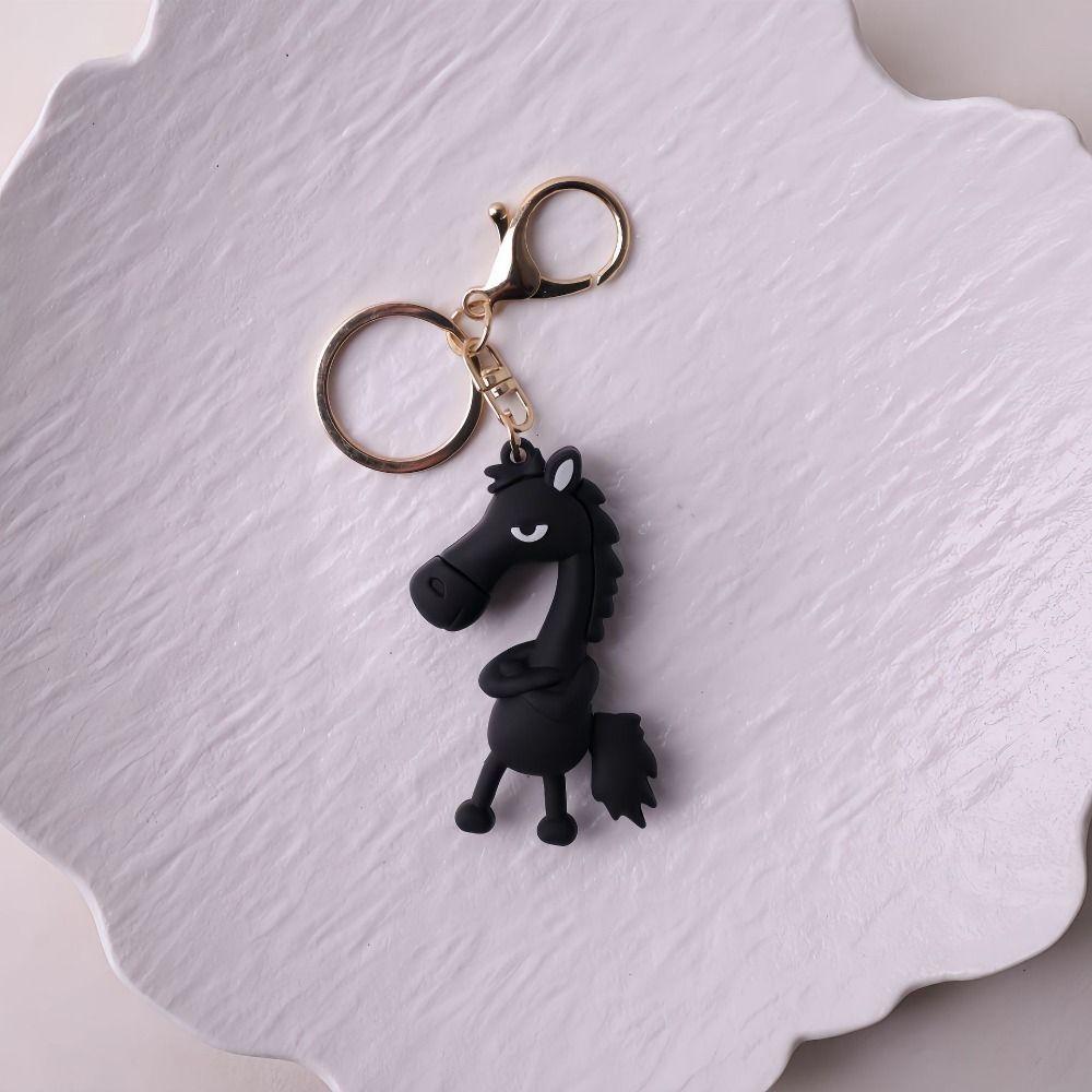 Simulation Horse Keychain Cold-Hearted Black Horse Bag Ornament Lucky Horse Mascot  Party Favors