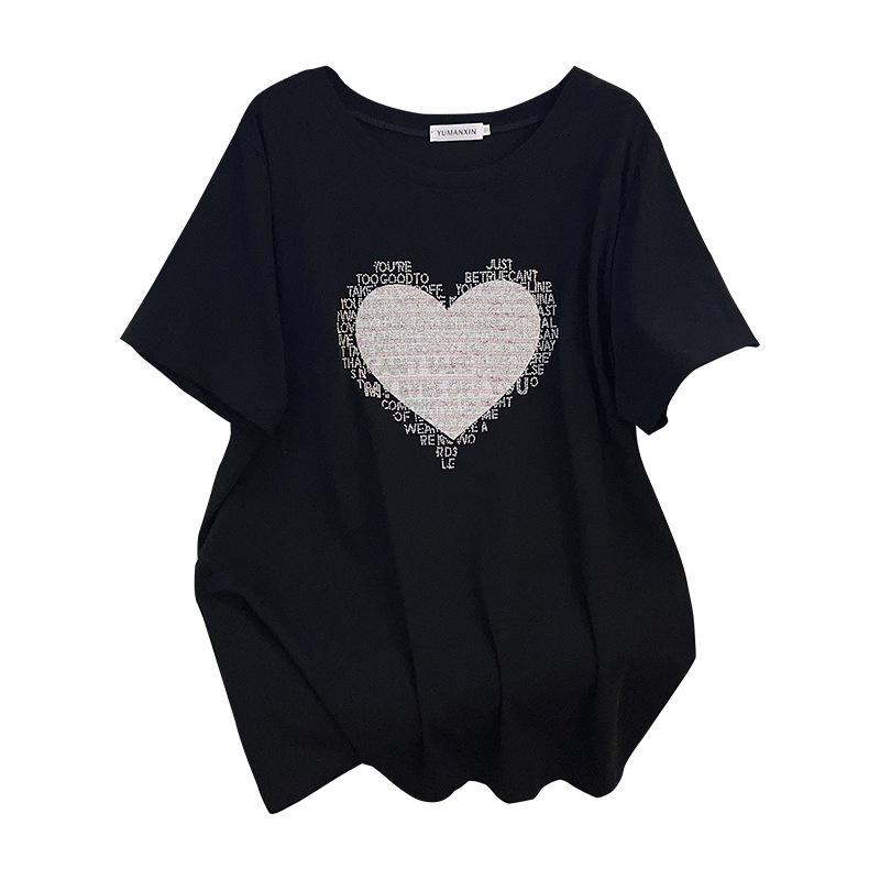 Plus Size Mid-Length Round Neck Short Sleeve T-Shirt for Women