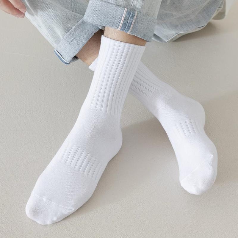 Men's Solid Color Socks Black White Business Cotton Socks Casual Man Breathable Short Sock
