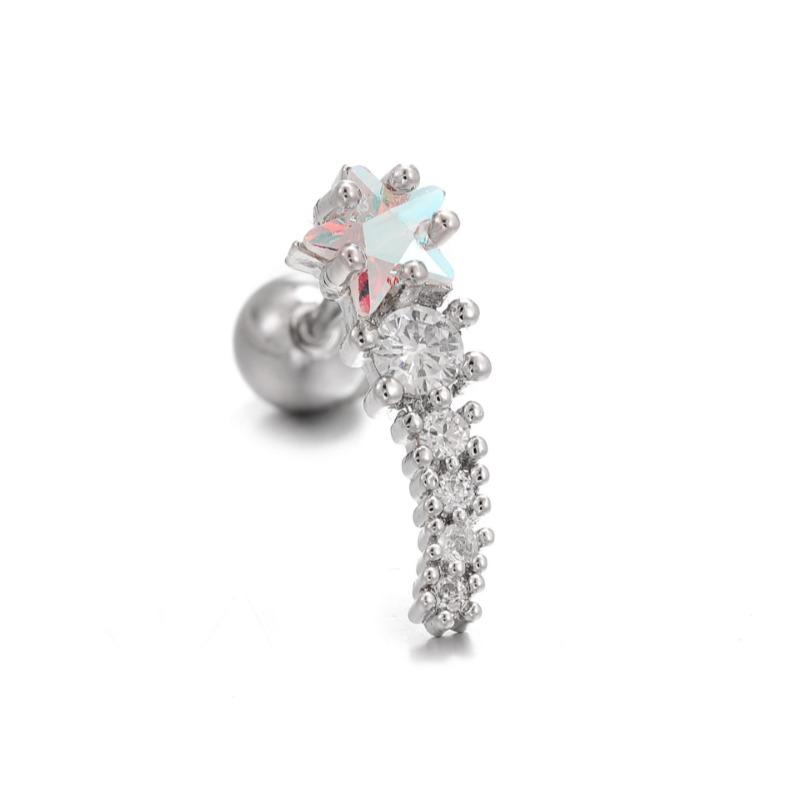 New Design Stainless Steel Zircon Small Stud Earrings Women Geometry Helix Tragus Cartilage Star Earring Piercing Jewelry 1pc