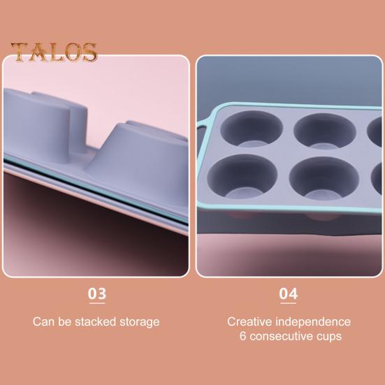 Silicone Cake Mold 6 Cups Cupcake Model Muffin Tart Baking Pan with Handle Non-Stick Food Grade Heat-resistant Easy Release Easy Cleaning Baking Mould