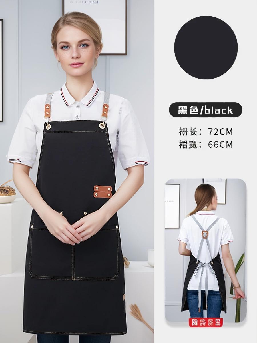 

Waterproof Kitchen Apron Perfessional Kitchen Apron Restaurant Shop Waiter Work Uniform Women/Men With Pockets Cleaning Pinafore OneSize чорний