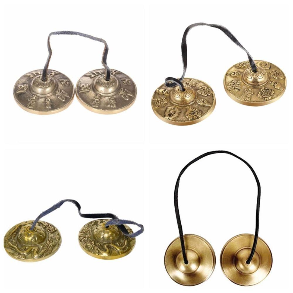 The Eight Auspicious Symbols Tingsha Cymbal Bell Handcrafted Brass Chime Bells  Buddhist