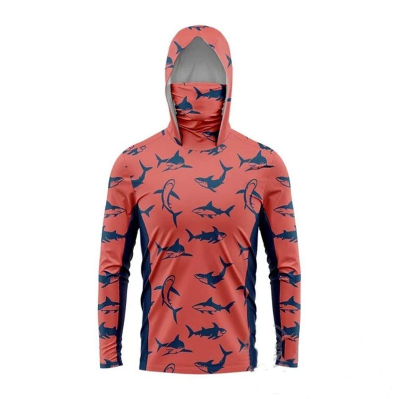 MALFC Fishing Apparel Men Hood Fishing Shirt Long Sleeve Fishing T Shirt Uv Protection