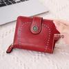 2024 Women's Retro Hollow Leather Wallet with Zipper & Snap Closure - European & American Style.