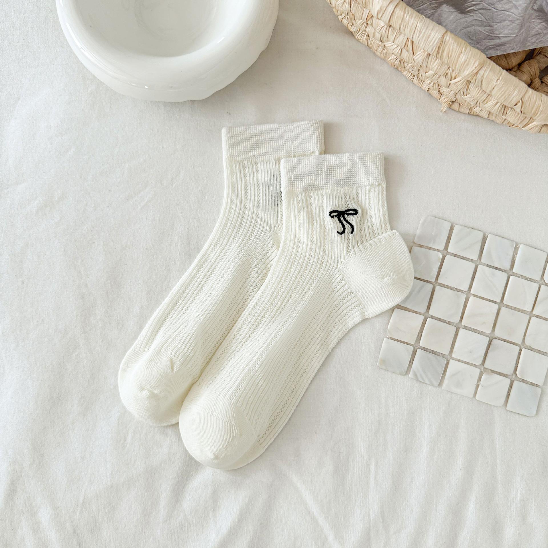 

Ballet Style Bow Women S Socks Summer Thin Mesh Breathable Socks White Socks Solid Color Boneless Socks One size fits all