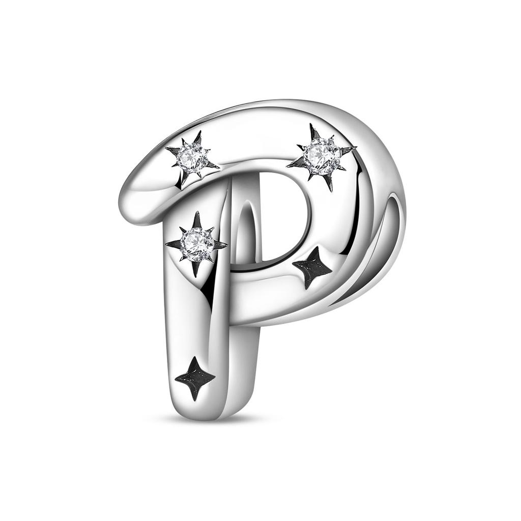 Copper Original 26 Alphabet A-Z Letters Charms Star Zircon Beads Fit Diy Bracelet Fashion Birthday Jewelry For Women Gifts