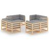 VidaXL Solid Pine Wood Garden Lounge Set 8 Pcs with Cushions Garden Furniture Patio Furniture Outdoor Furniture 3076334