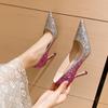 Matrimonio sposa scarpe da sposa Nuovo polvere d'argento abito da sposa principale tacco alto stiletto da donna scarpe da damigella