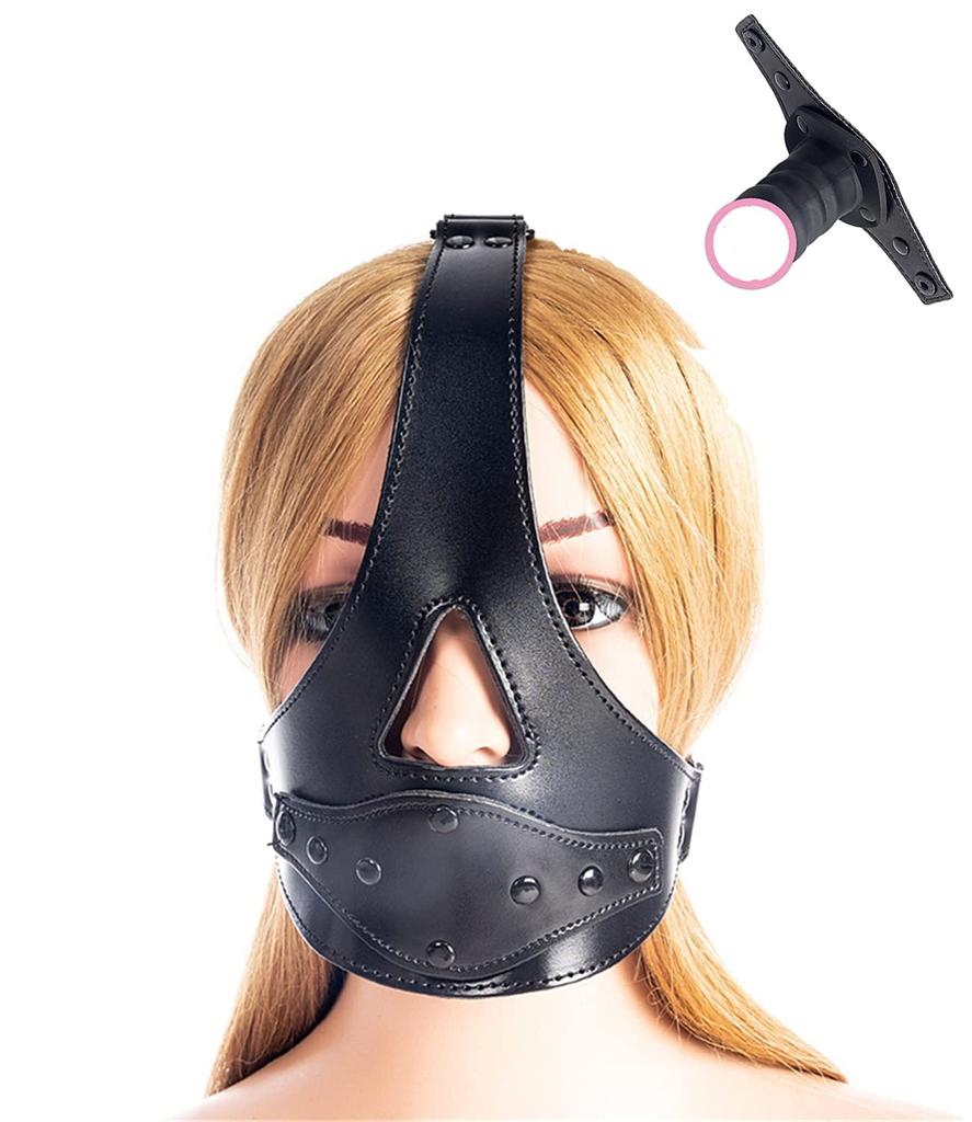 Bondage Mask with Open Adjustable SM Slave Bondage Fetish Sexy Face Mask Gag, Penis, Full-Head Eyes, Full-Head Strengthening, Toy, Restraints,